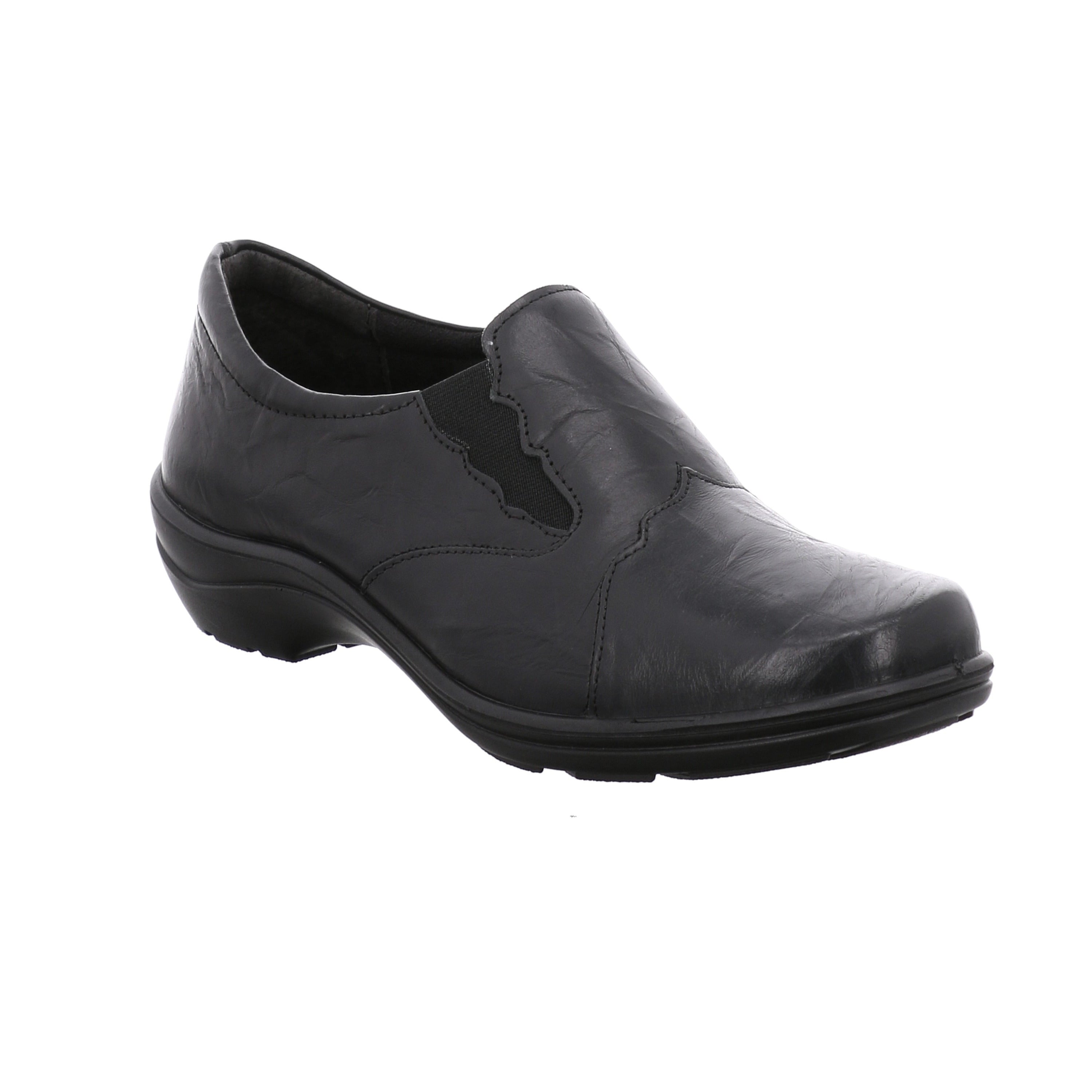 Black leather shoe on a white background